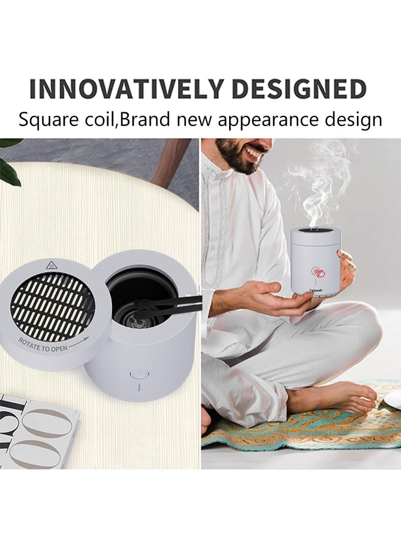 تلواح مبخرة بخور إلكترونية محمولة برأس دوار، بخور سيارة قابل لإعادة الشحن بسعة 2000 مللي أمبير، تسخين سريع وإيقاف تشغيل تلقائي آمن كل 1-2 دقيقة، مبخرة علاج عطري من النوع C - Image 5